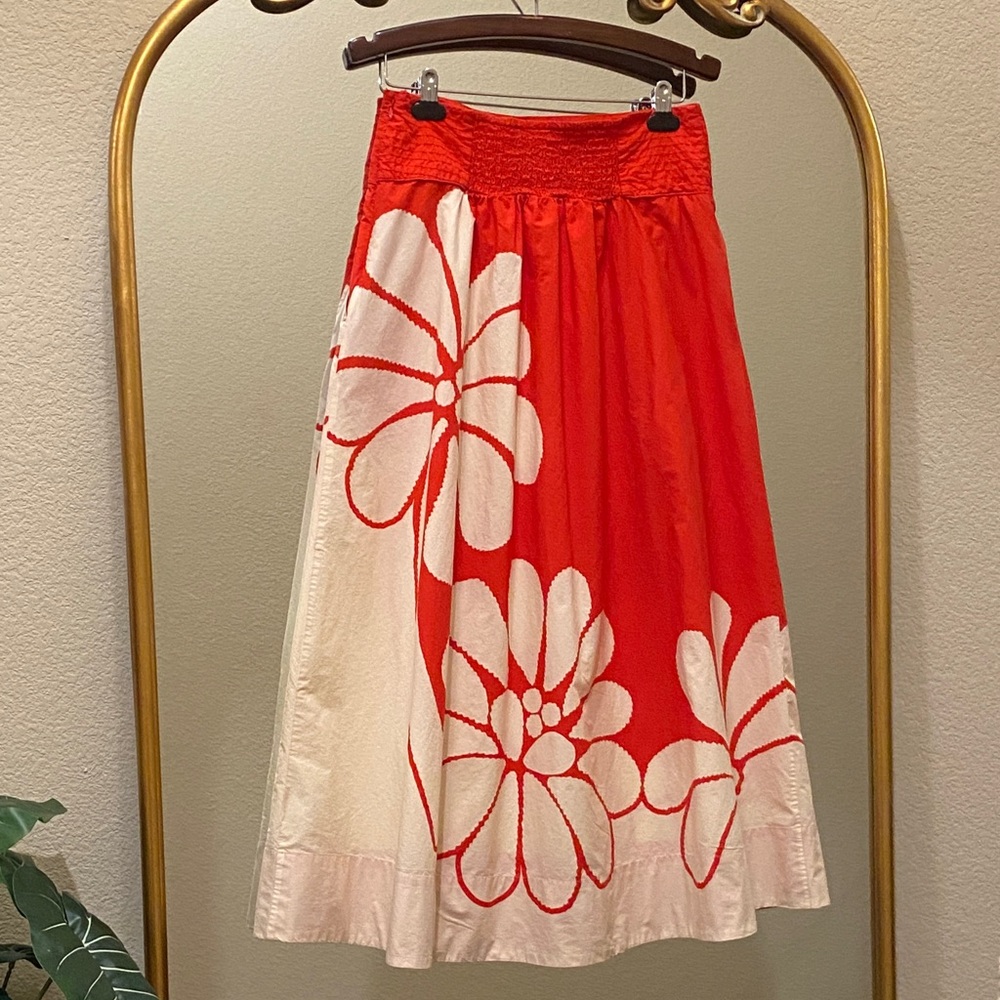 Farm Rio Anthropologie Printed Poplin Midi Skirt Size S - Picture 9 of 15